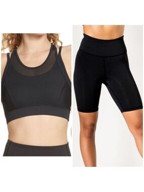 IVL Collective Cut Out Mesh Sports Bra and Hydra Sculpt Bike Shorts in Black